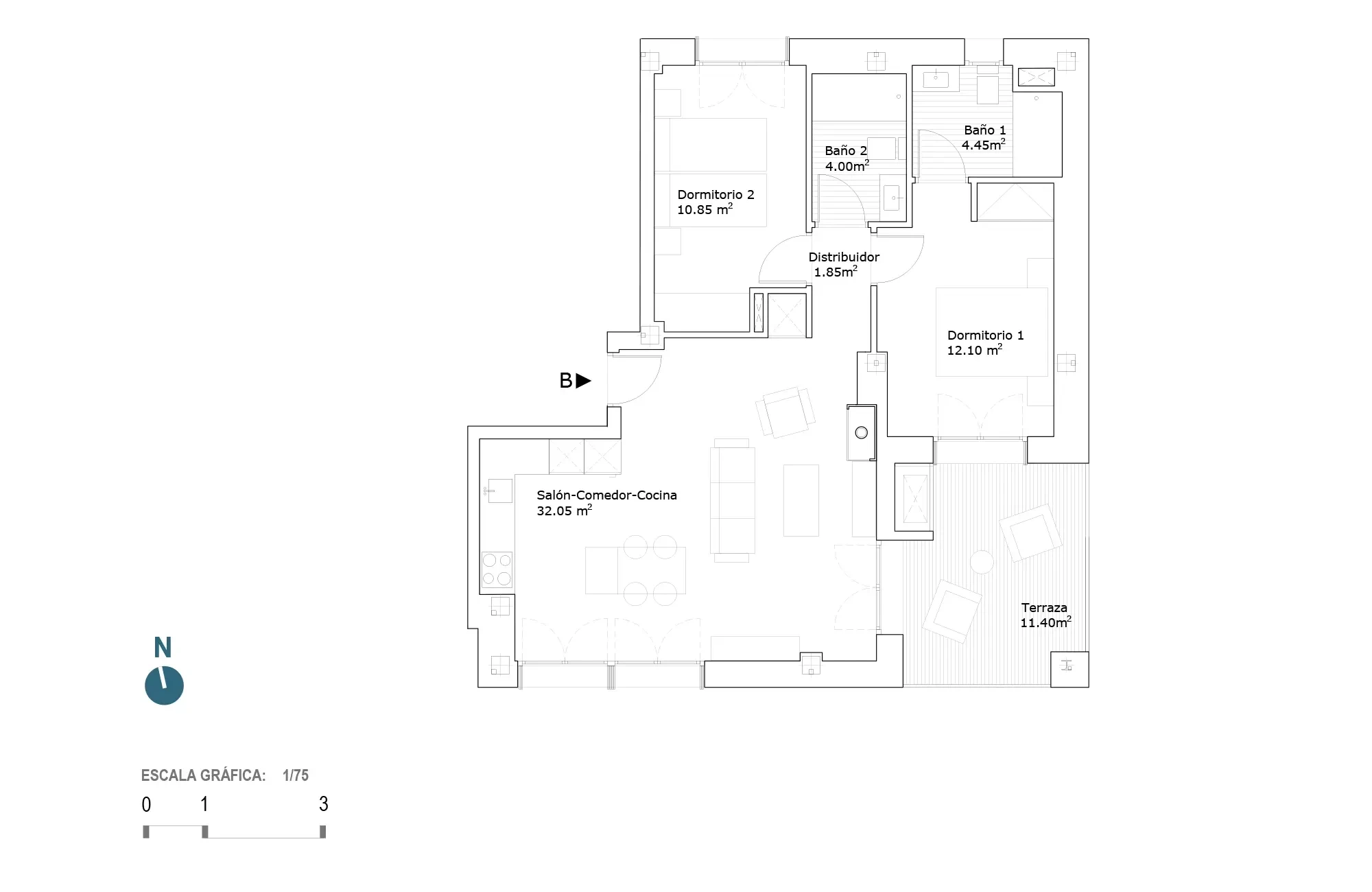 Plano vivienda 1.2.3.B